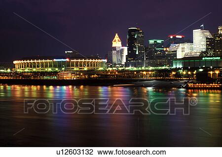 Cincinnati, stadium, OH, Ohio, Cinergy Field, downtown skyline, Ohio River, evening. View Large Photo Image Stock Image - Cincinnati, stadium, OH, Ohio, Cinergy Field, downtown skyline, Ohio River, evening. . Fotosearch