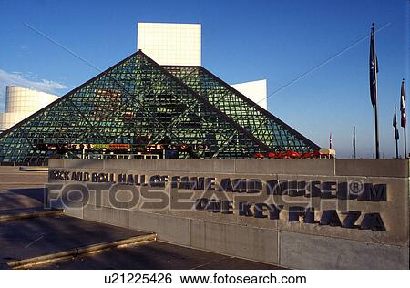 Stock Photograph -  Cleveland, hall of fame, rock 'n roll, OH, Ohio, Rock and Roll Hall of Fame and Museum.. Fotosearch