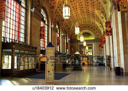 Stock Image -  Cleveland, OH, Ohio, Interior of Terminal Tower, a renovated train terminal, Union Station. Fotosearch