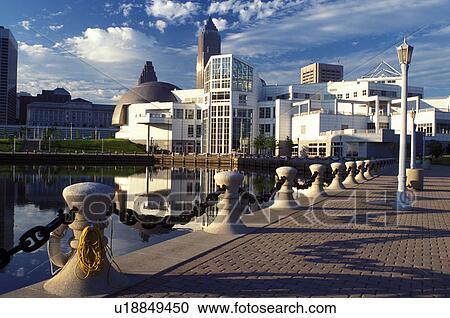 Cleveland, OH, Ohio, Skyline of downtown Cleveland and the Great Lakes Science Center along the waterfront of North Coast Harbor. View Large Photo Image Stock Image - Cleveland, OH, Ohio, Skyline of downtown Cleveland and the Great Lakes Science Center along the waterfront of North Coast Harbor.. Fotosearch