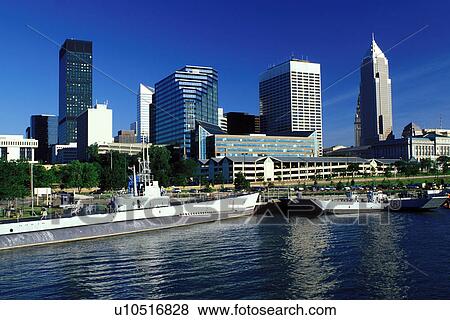 Cleveland, skyline, OH, Ohio, Downtown skyline of Cleveland, USS Cod Submarine Museum, Lake Erie View Large Photo Image Stock Photo - Cleveland, skyline, OH, Ohio, Downtown skyline of Cleveland, USS Cod Submarine Museum, Lake Erie. Fotosearch