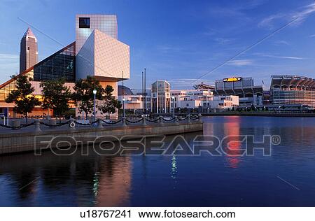 Cleveland, skyline, OH, Ohio, Skyline of downtown Cleveland and the Rock and Roll Hall of Fame and Museum along the waterfront of North Coast Harbor. View Large Photo Image Stock Image - Cleveland, skyline, OH, Ohio, Skyline of downtown Cleveland and the Rock and Roll Hall of Fame and Museum along the waterfront of North Coast Harbor.. Fotosearch