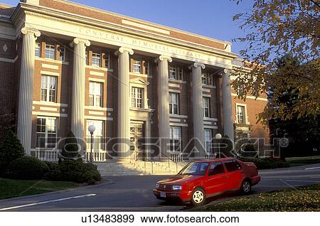Stock Photo -  college, Amherst, MA, Massachusetts, Converse Memorial Library on Amherst College campus in Amherst in the autumn.. Fotosearch