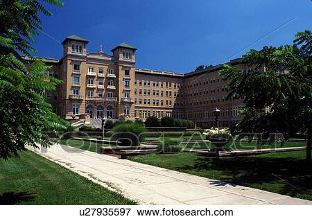Stock Photo -  college, catholic, Terre Haute, IN, Indiana, Le Fev Hall on the campus of Saint Mary-of-the-Woods College, the oldest Catholic woman's college in the United States.. Fotosearch