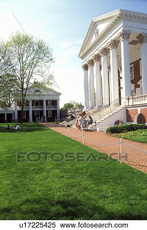 Stock Photography -  college, university, campus, Charlottesville, Virginia, VA, The Rotunda on the University of Virginia campus in Charlottesville in the spring.. Fotosearch