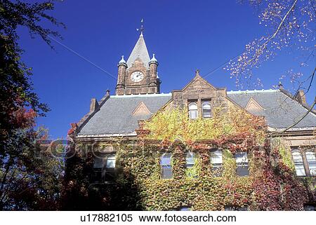 Stock Photography -  college, university South Hadley, Massachusetts, MA, Mary Lyon Hall on the campus of Mount Holyoke College in South Hadley in the autumn.. Fotosearch