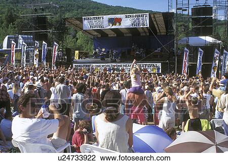 concert, crowd, Vermont, VT, Ben & Jerry's One World One Heart Festival at Sugarbush Ski Resort in the summer in Warren. View Large Photo Image Stock Image - concert, crowd, Vermont, VT, Ben & Jerry's One World One Heart Festival at Sugarbush Ski Resort in the summer in Warren. . Fotosearch