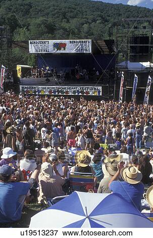 Stock Photo -  concert, crowd, Vermont, VT, Ben & Jerry's One World One Heart Festival at Sugarbush Ski Resort in the summer in Warren. . Fotosearch
