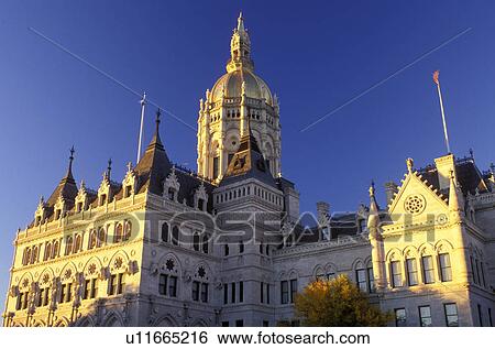 Stock Photograph -  Connecticut, Hartford, State Capitol, State House, CT, The State Capitol of Connecticut on Capitol Hill in the Capital City of Hartford in the fall.. Fotosearch