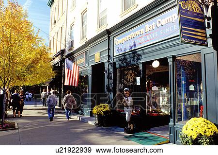 Stock Photo -  Cooperstown, New York, NY, Cooperstown Bat Company in downtown Cooperstown in the fall. Home of Baseball. Fotosearch