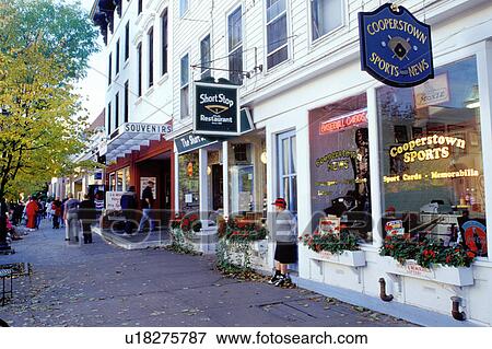 Cooperstown, New York, NY, Shops along Main Street in downtown Cooperstown, Home of Baseball, in the fall. View Large Photo Image Stock Photo - Cooperstown, New York, NY, Shops along Main Street in downtown Cooperstown, Home of Baseball, in the fall. . Fotosearch