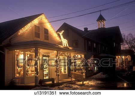 Country market, decorations, Christmas, village, holiday, winter, night, snow, Vermont, Country Store decorated for the Christmas holiday season in the evening in the town of Chester in Windsor County in the state of Vermont. View Large Photo Image Stock Image - Country market, decorations, Christmas, village, holiday, winter, night, snow, Vermont, Country Store decorated for the Christmas holiday season in the evening in the town of Chester in Windsor County in the state of Vermont. . Fotosearch