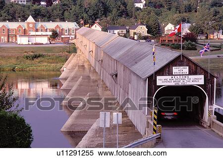 covered bridge, New Brunswick, Hartland, NB, Canada, World's Longest Covered Bridge (1282 ft. ) crosses over St. John's River in the town of Hartland. View Large Photo Image Stock Photography - covered bridge, New Brunswick, Hartland, NB, Canada, World's Longest Covered Bridge (1282 ft. ) crosses over St. John's River in the town of Hartland. . Fotosearch