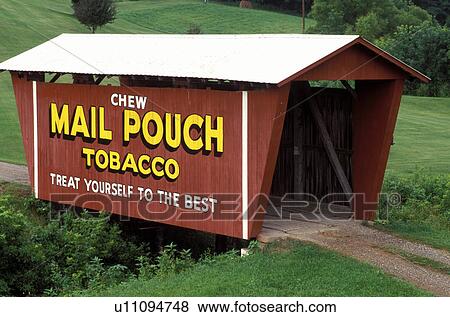 covered bridge, OH, Ohio, Covered Bridge with Chew Mail Pouch Tobacco painted on the side in Guernsey County in Southeastern Ohio. View Large Photo Image Stock Photo -  covered bridge, OH, Ohio, Covered Bridge with Chew Mail Pouch Tobacco painted on the side in Guernsey County in Southeastern Ohio.. Fotosearch