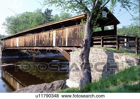 Stock Photo -  covered bridge, Ulster County, New York, Perrine's Covered Bridge, Ulster Historical Site. Fotosearch