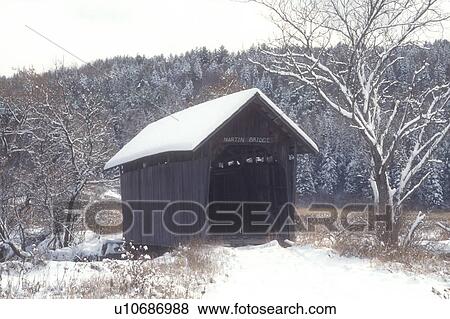 covered bridge, winter, Plainfield, Vermont, VT, Martin Covered Bridge in the snow in Plainfield in winter. View Large Photo Image Stock Photo - covered bridge, winter, Plainfield, Vermont, VT, Martin Covered Bridge in the snow in Plainfield in winter.. Fotosearch