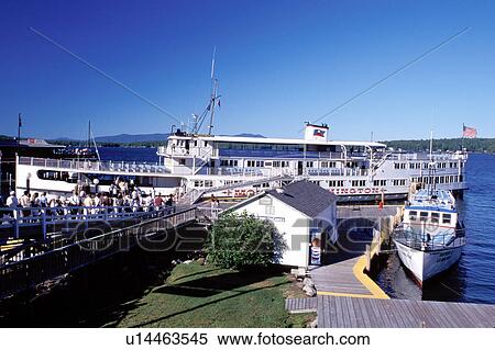 cruise, New Hampshire, NH, Weirs Beach, Passengers boarding the M. S. Mt. Washington Cruise Boat on Lake Winnipesaukee. View Large Photo Image Stock Photography - cruise, New Hampshire, NH, Weirs Beach, Passengers boarding the M. S. Mt. Washington Cruise Boat on Lake Winnipesaukee.. Fotosearch
