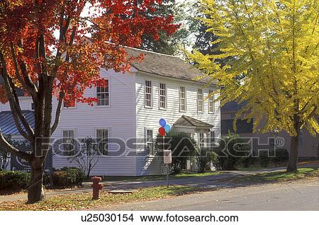Picture -  Deerfield, MA, Massachusetts, The Berkshires, House in Historic Deerfield in the fall.. Fotosearch