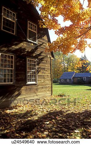 Stock Image -  Deerfield, MA, Massachusetts, The Berkshires, Henry Needham Flynt Silver & Metalware Collection in Historic Deerfield in the fall.. Fotosearch