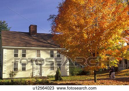 Deerfield, Massachusetts, MA, The Connecticut River Valley, Colonial home in Historic Deerfield in the autumn. View Large Photo Image Stock Image - Deerfield, Massachusetts, MA, The Connecticut River Valley, Colonial home in Historic Deerfield in the autumn.. Fotosearch