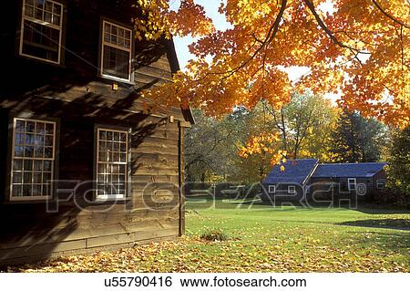 Stock Photograph -  Deerfield, Massachusetts, MA, The Berkshires, Henry Needham Flynt Silver & Metalware Collection in Historic Deerfield in the fall.. Fotosearch