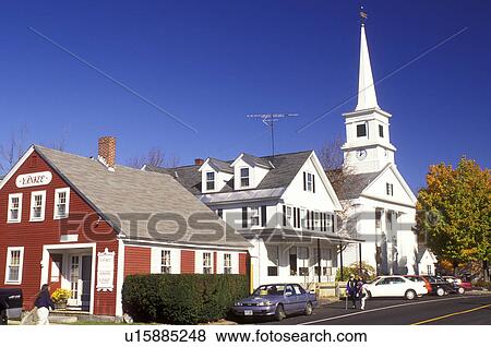 Stock Photo -  Dublin, NH, New Hampshire, Community Church in the town of Dublin in the autumn.. Fotosearch