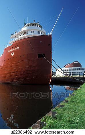 Stock Image -  Duluth, MN, Minnesota, William A. Irwin Ore Boat moored at the dock in Duluth Harbor on Lake Superior in Duluth.. Fotosearch