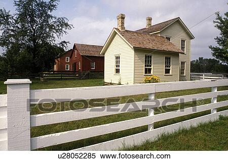 Stock Photography -  Eagle, Wisconsin, WI, Historic house at Old World Wisconsin a state historic site.. Fotosearch