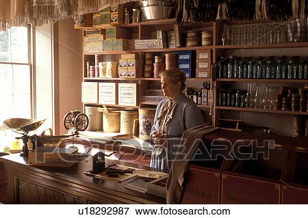 Eagle, Wisconsin, WI, Interpreter inside the Thomas General Store at Old World Wisconsin a state historic site. View Large Photo Image Stock Photo - Eagle, Wisconsin, WI, Interpreter inside the Thomas General Store at Old World Wisconsin a state historic site.. Fotosearch