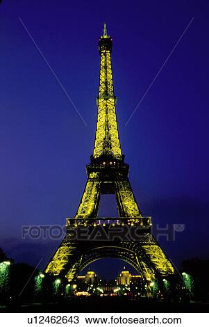 Eiffel Tower, Paris, France, Europe, The Eiffel Tower illuminated at night in Paris. View Large Photo Image Stock Image - Eiffel Tower, Paris, France, Europe, The Eiffel Tower illuminated at night in Paris.. Fotosearch