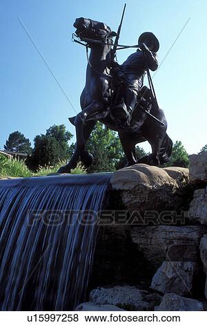 Stock Photo -  equestrian statue, Leavenworth, KS, Kansas, Buffalo Soldier Monument at Fort Leavenworth.. Fotosearch