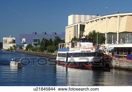 Picture -  excursion, Duluth, MN, Minnesota, Vista Fleet/Duluth-Superior Excursion boat moored at the dock in Duluth Harbor on Lake Superior in Duluth.. Fotosearch