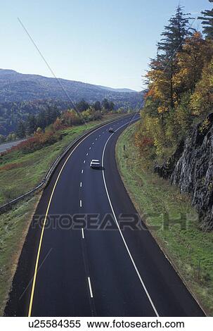 Stock Photography -  expressway, fall, Barnet, VT, Vermont, View of I-91 and the scenic countryside in the autumn.. Fotosearch