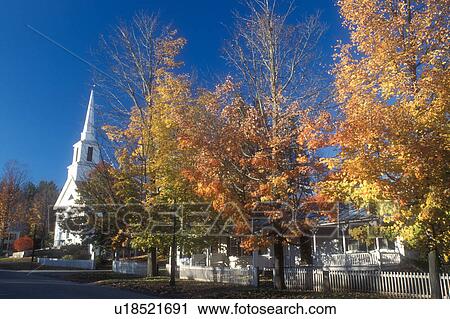 Stock Image -  fall, Grafton, VT, Vermont, Scenic small town of Grafton in autumn.. Fotosearch