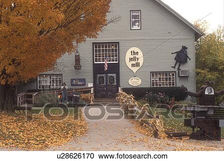 fall, Manchester, VT, Vermont, Fall decorations outside The Jelly Mill country store in the village of Manchester in autumn. View Large Photo Image Stock Image - fall, Manchester, VT, Vermont, Fall decorations outside The Jelly Mill country store in the village of Manchester in autumn.. Fotosearch