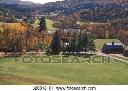 Stock Image -  fall, South Pomfret, VT, Vermont, View of the scenic countryside of South Pomfret in autumn.. Fotosearch