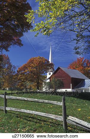 Stock Photography -  fall, village, Peacham, VT, Vermont, View of the scenic village of Peacham in the autumn. . Fotosearch