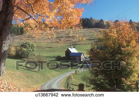 farm, fall, South Pomfret, VT, Vermont, Dirt road leads down to Sleepy Hollow Farm in autumn. View Large Photo Image Stock Image - farm, fall, South Pomfret, VT, Vermont, Dirt road leads down to Sleepy Hollow Farm in autumn.. Fotosearch