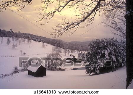 farm, winter scene, snow, Scenic view of Sleepy Hollow Farm on a snow covered winter day in Pomfret in Windsor County in the state of Vermont. View Large Photo Image Stock Image - farm, winter scene, snow, Scenic view of Sleepy Hollow Farm on a snow covered winter day in Pomfret in Windsor County in the state of Vermont. . Fotosearch