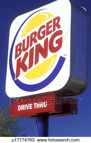 Stock Image -  fast food, Burger King sign, Vermont, VT, Burlington. Fotosearch