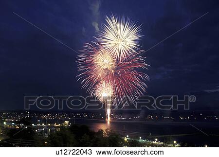 firework, Vermont, VT, Burlington, Fourth of July fireworks display over Lake Champlain on the waterfront in Burlington at night. View Large Photo Image Stock Image - firework, Vermont, VT, Burlington, Fourth of July fireworks display over Lake Champlain on the waterfront in Burlington at night.. Fotosearch