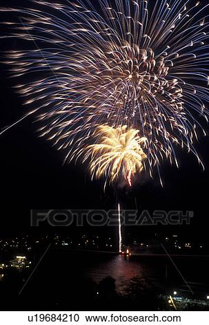 firework, Vermont, VT, Burlington, Fourth of July fireworks display over Lake Champlain on the waterfront in Burlington at night. View Large Photo Image Stock Image - firework, Vermont, VT, Burlington, Fourth of July fireworks display over Lake Champlain on the waterfront in Burlington at night.. Fotosearch