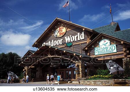 Stock Photography -  fishing, hunting, outlet store, Springfield, MO, Missouri, Pro Bass Shops Outdoor World National Headquarters, Catalog Outlet, in Springfield. World's largest sporting goods store.. Fotosearch