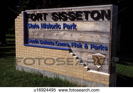 fort, SD, South Dakota, Sisseton Indian Reservation, Entrance sign at Fort Sisseton State Historic Park. View Large Photo Image Stock Photography - fort, SD, South Dakota, Sisseton Indian Reservation, Entrance sign at Fort Sisseton State Historic Park.. Fotosearch