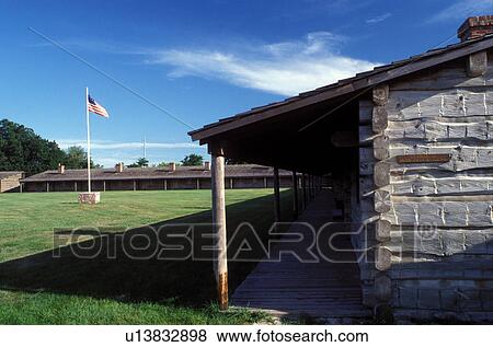 Stock Photo -  fortress, Fort Calhoun, NE, Nebraska, Fort Atkinson State Historical Park. First U. S. military post west of the Missouri River.. Fotosearch