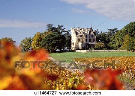 Stock Photo -  France, Bordeaux Wine Region, Gironde, Chateau Lanessan, Europe, Aquitaine, Medoc Vineyards.. Fotosearch