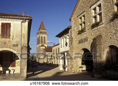Stock Photo -  France, Landes, Aquitaine, Europe, St. Justin, Place Royale. Fotosearch