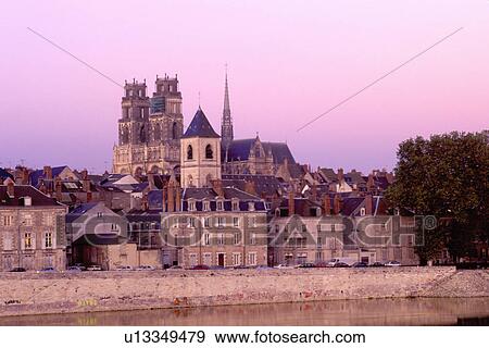 France, Orleans, Loire Valley, Loire Castle Region, Loiret, Centre, Europe, A view of the town of Orleans from the Loire River at sunset. View Large Photo Image Stock Photo - France, Orleans, Loire Valley, Loire Castle Region, Loiret, Centre, Europe, A view of the town of Orleans from the Loire River at sunset.. Fotosearch
