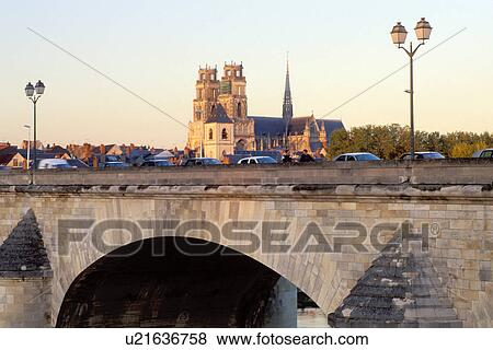 France, Orleans, Loire Valley, Loire Castle Region, Loiret, Centre, Europe, A stone bridge over the Loire River in Orleans. View Large Photo Image Stock Photo - France, Orleans, Loire Valley, Loire Castle Region, Loiret, Centre, Europe, A stone bridge over the Loire River in Orleans.. Fotosearch