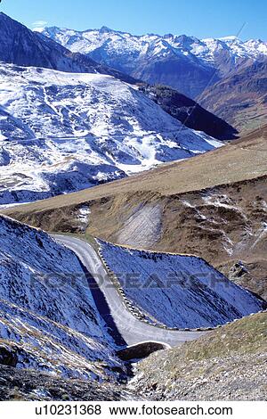 France, The Pyrenees, Midi-Pyrenees, Col du Tourmalet, Hautes-Pyrenees, Europe, mountain road, snow capped mountains, Pyrenees Mountains, valley View Large Photo Image Stock Photo - France, The Pyrenees, Midi-Pyrenees, Col du Tourmalet, Hautes-Pyrenees, Europe, mountain road, snow capped mountains, Pyrenees Mountains, valley. Fotosearch